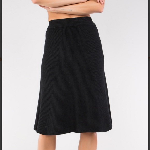 New POL BLACK SWEATER SKIRT ALINE KNEE LENGTH S M L - Picture 1 of 3